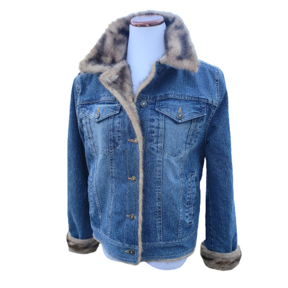 Marvin Richards Jackets & Blazers - MARVIN RICHARDS COZY Jacket Jeans Faux Fur Denim Womens M